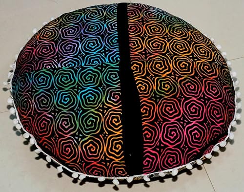 Miniatura 7 de CRAFT KALA Almohadas de suelo de meditación con mandala de 22 pulgadas para adultos con asiento redondo bohemio con círculo de algodón para