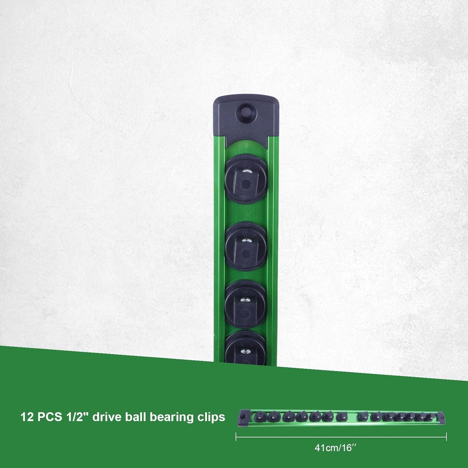 Magnetic Socket Holder Organizer Set: 6-Piece 1/4, 3/8, 1/2 Drive Socket Trays Socket, 360° Swivel Clips Socket Holder Kit, For Automotive Mechanic Garage (Black Red Green)