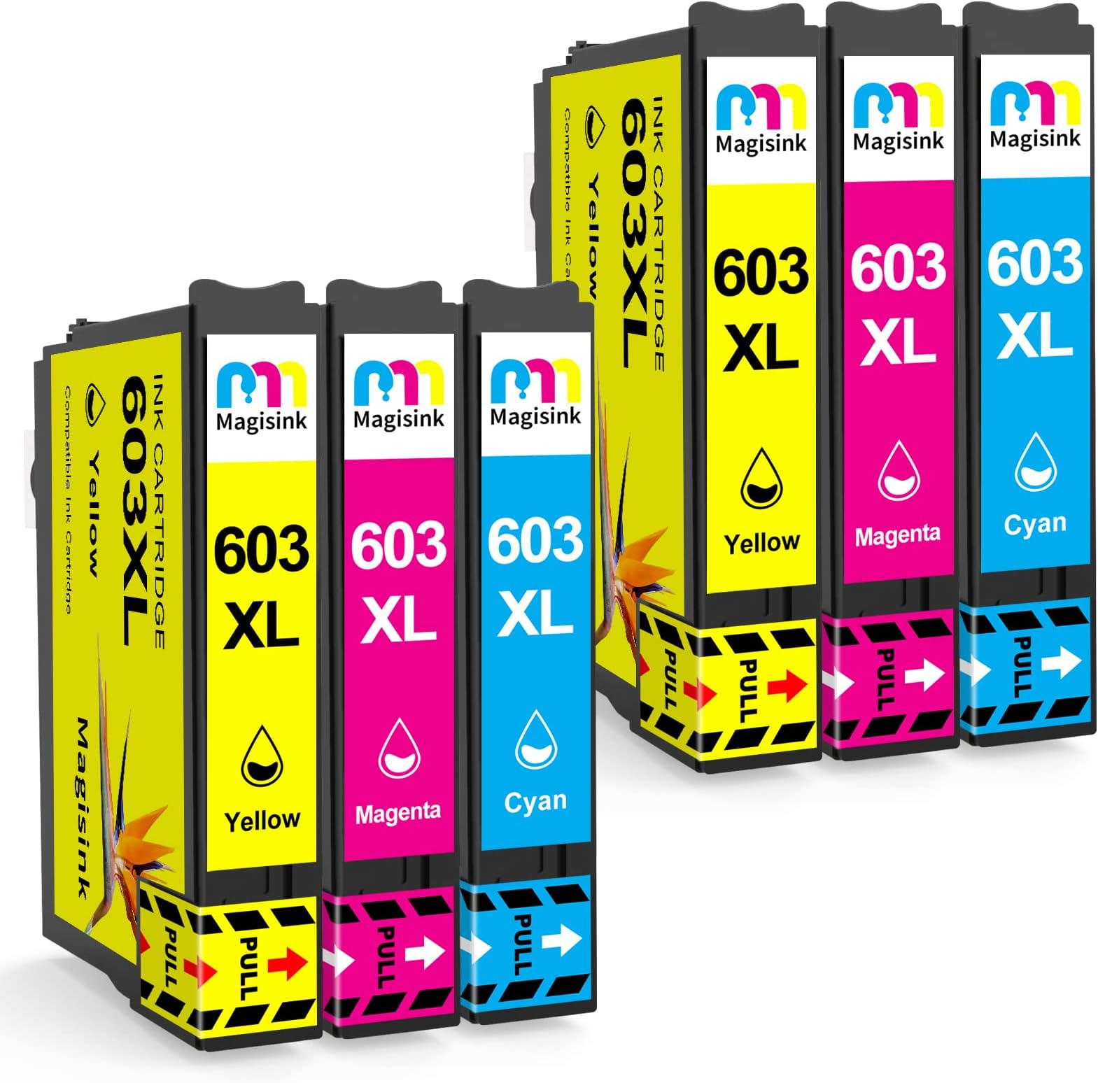 Magisink 603 Compatible Ink Cartridges for Epson 603xl Cyan Magenta Yellow for Expression Home XP-2100 XP-2155 XP-3100 XP-4100 XP4155 WorkForce WF-2830 WF-2835 WF-2840 WF-2850 Printer