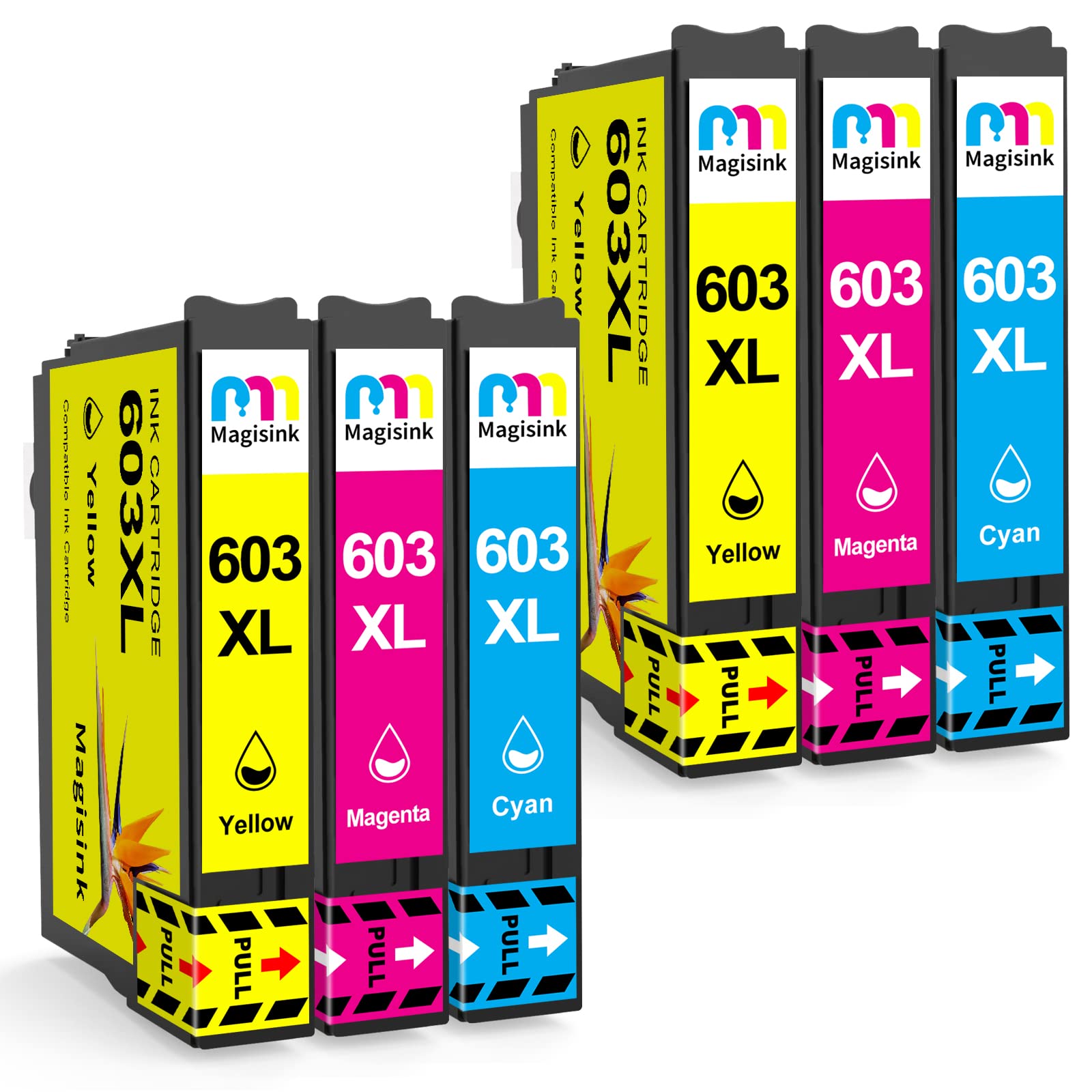 Magisink 603 Compatible Ink Cartridges for Epson 603xl Cyan Magenta Yellow for Expression Home XP-2100 XP-2155 XP-3100 XP-4100 XP4155 WorkForce WF-2830 WF-2835 WF-2840 WF-2850 Printer