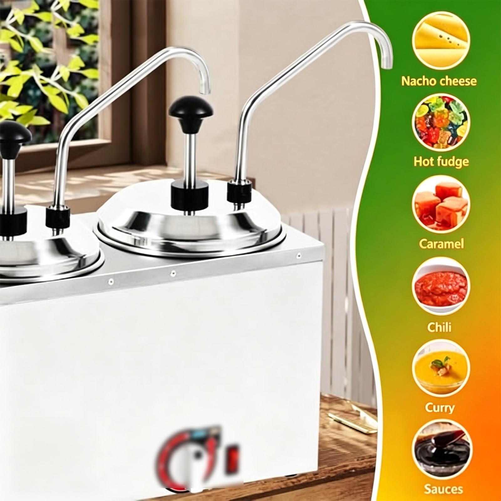 Dispensador Eléctrico Comercial de Calentador de Queso de Acero Inoxidable 304 de 2 Litros, con Bomba, Control Digital de Temperatura for Hot Fudge, Nacho, Mantequilla, Caramelo, Restaurante