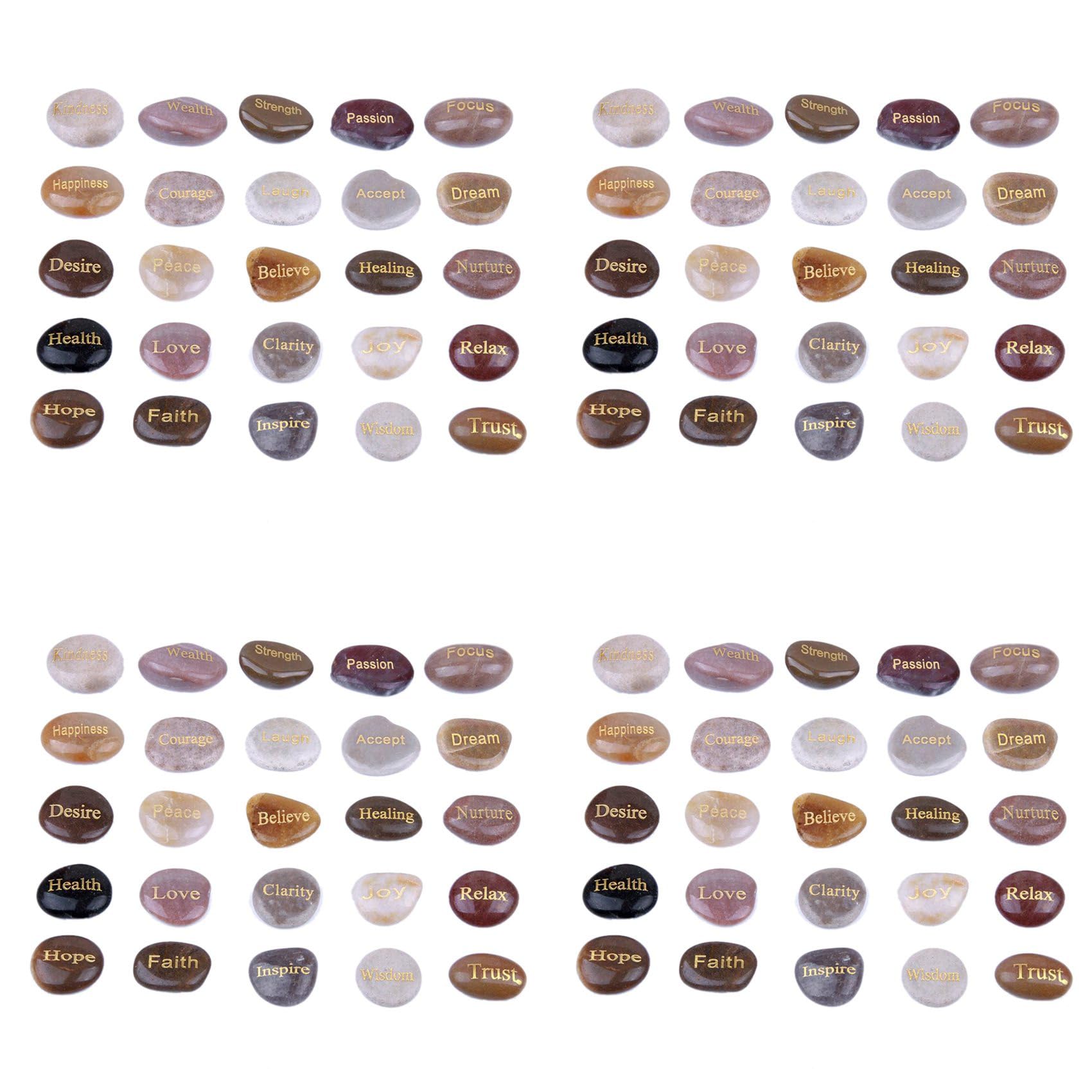 Vjsujehgy 100 Engraved Inspirational Stones with Words of Encouragement Gold Engraved Stones