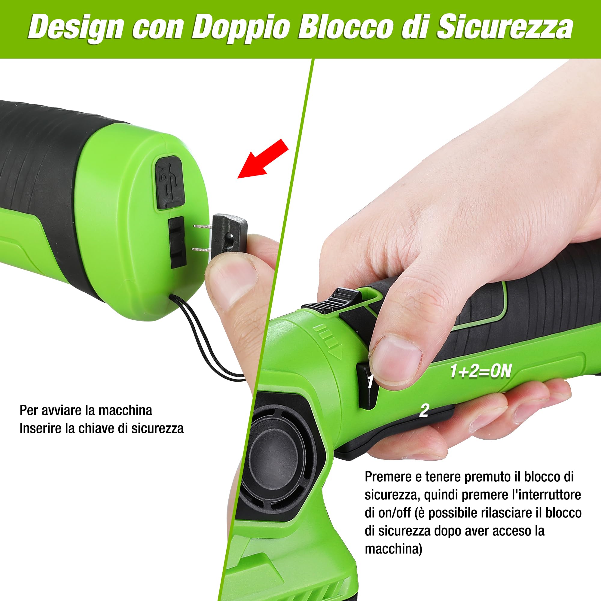 WORKPRO Forbici a Batteria 7,2V, Cesoia Elettrica a Batteria al Litio 2Ah, Larghezza di Taglio 97mm, Lunghezza di Taglio 140mm, Adatto al Giardino