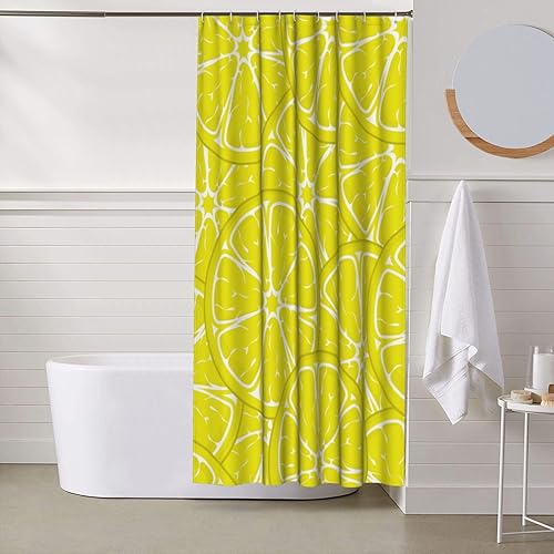 Miniatura 4 de PAILON Fruit Lemon Plastic Shower Curtain Liner 60x72in Extra Long Shower Curtains for Bathroom Clearance Set with Hooks Cortinas De BañO,