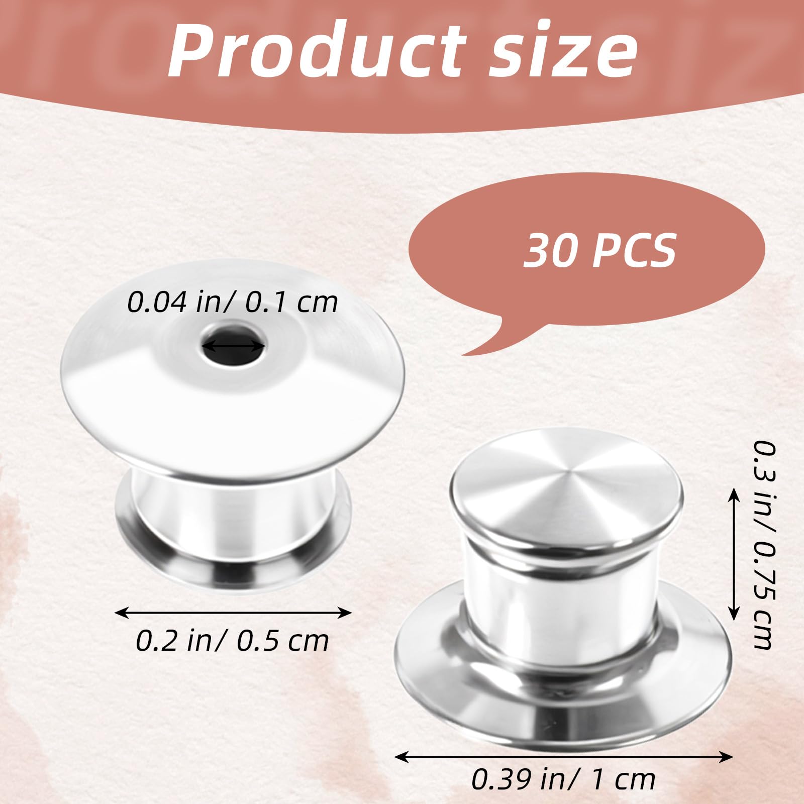 Xinjoduz 30 PCS Pin Backings, Metal Pin Locks, Lapel Pin-Backs for Keepers and Clasp, Locking Pins Backs for Enamel Pins Brooches Lapels Needles DIY Crafts Badge Cap (Silver)