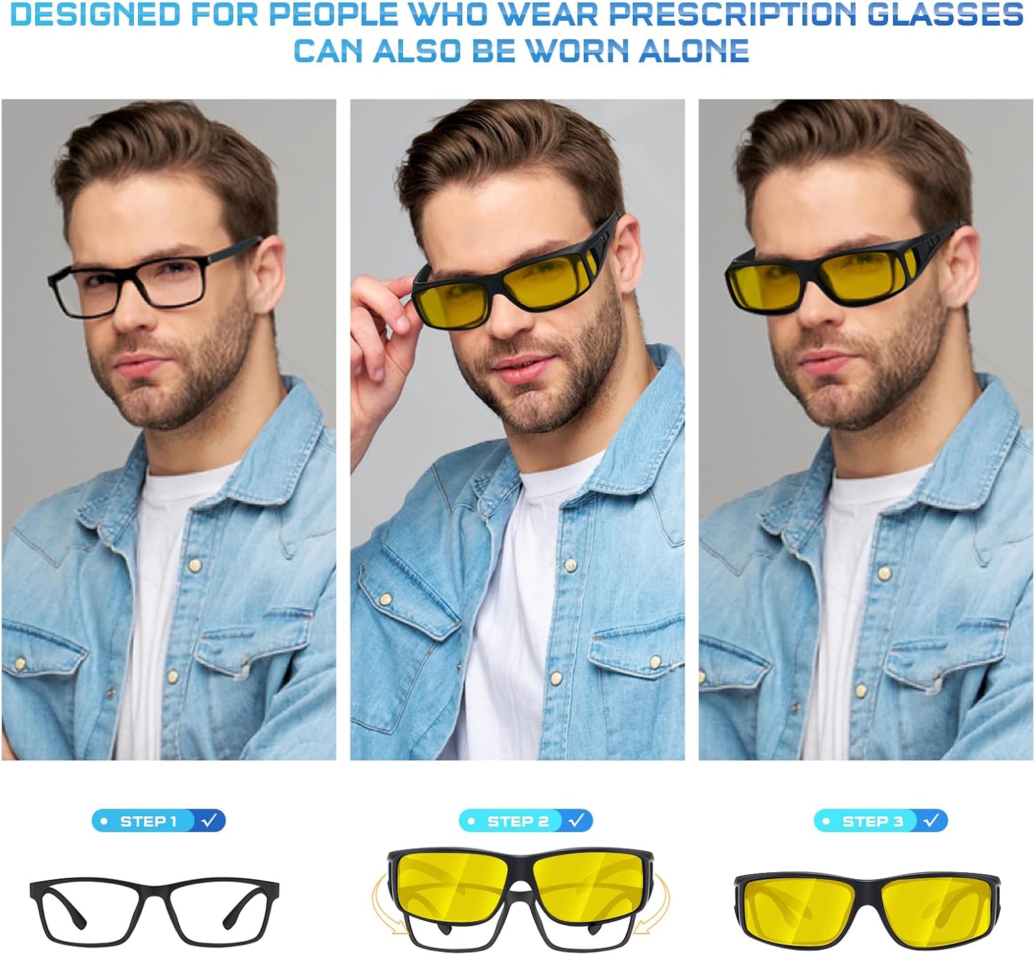 Night Driving Glasses for Men Women, Night Vision Glasses Fit Over Glasses Sunglasses Anti Glare Polarized HD - Image 3