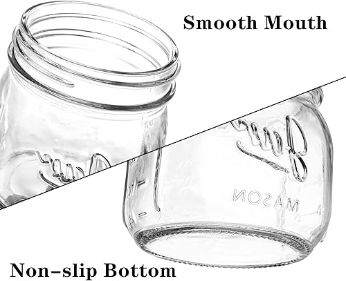 Miniatura 3 de Lyellfe Paquete de 12 tarros Mason de boca ancha, tarros de vidrio de 12 onzas con tapas herméticas, tarros de especias transparentes para