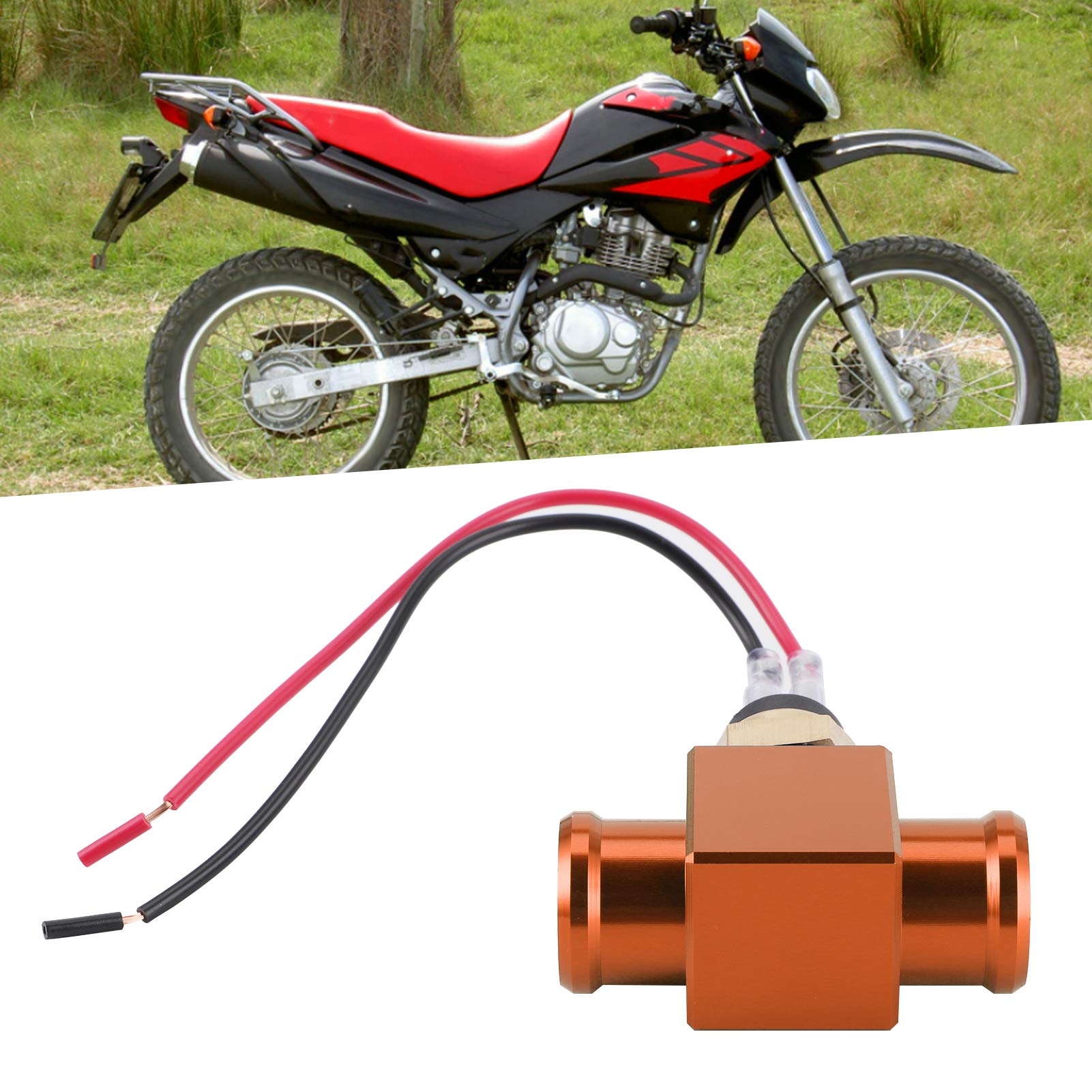 Thermostat Interrupteur de Température de L'eau Radiateur Ventilateur de Refroidissement Capteur de Température pour Moto ATV Hors Route Véhicule (Orange)