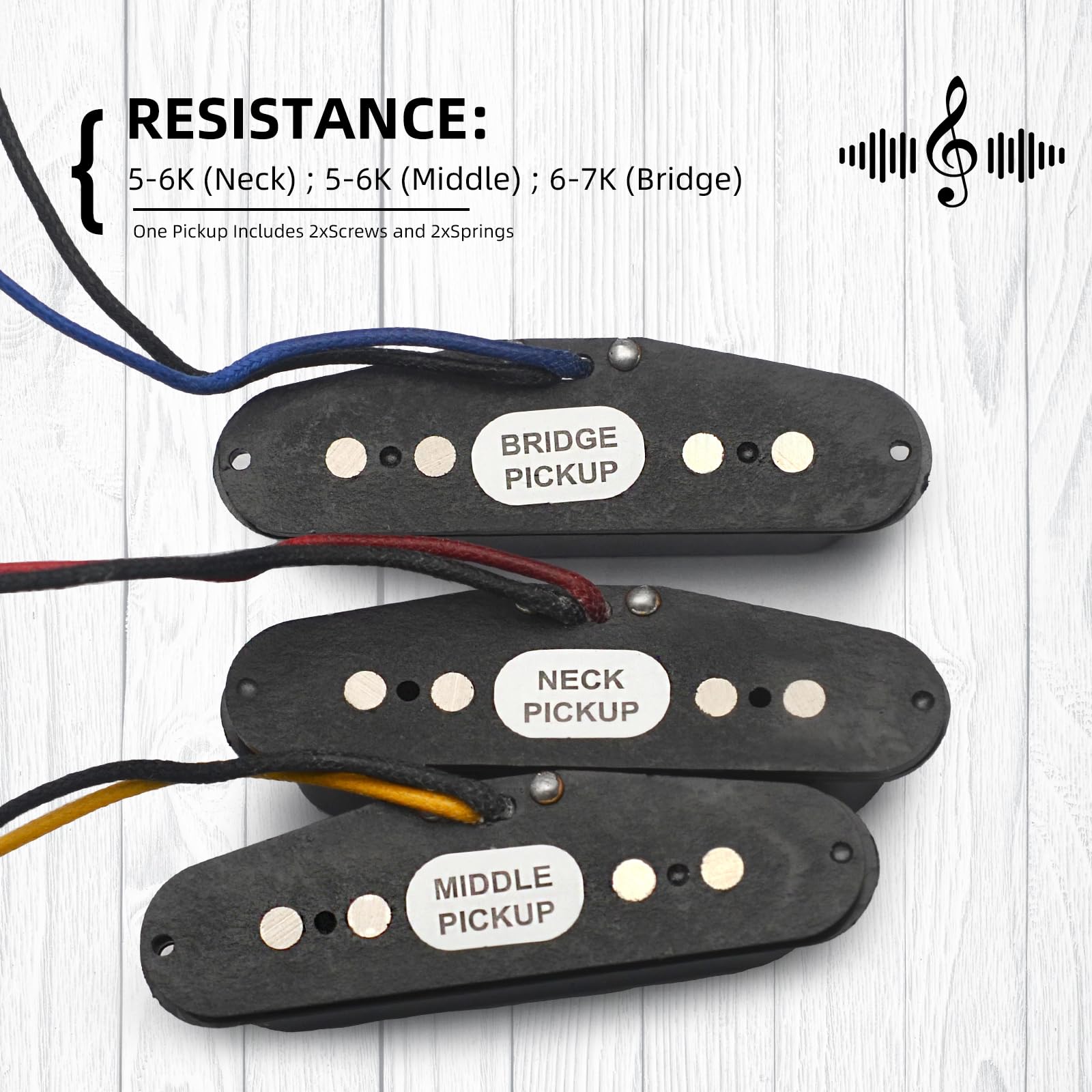 MAXCHEER Alnico Lot de 5 micros à bobine simple pour guitare électrique Strat Squier Noir