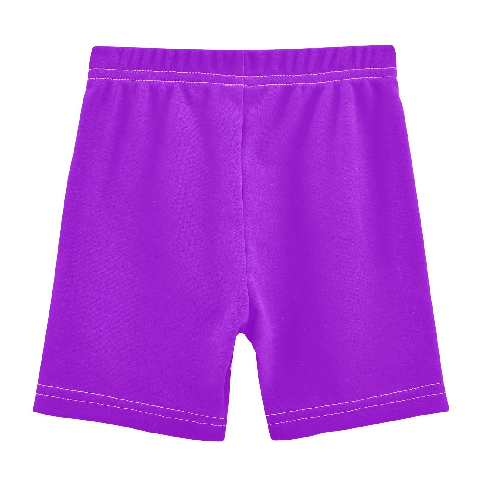 CHIFIGNO Girl's Breathable Cartwheel Shorts Kids Bike Shorts Under Dress Dance Short Dark Violet Size 8