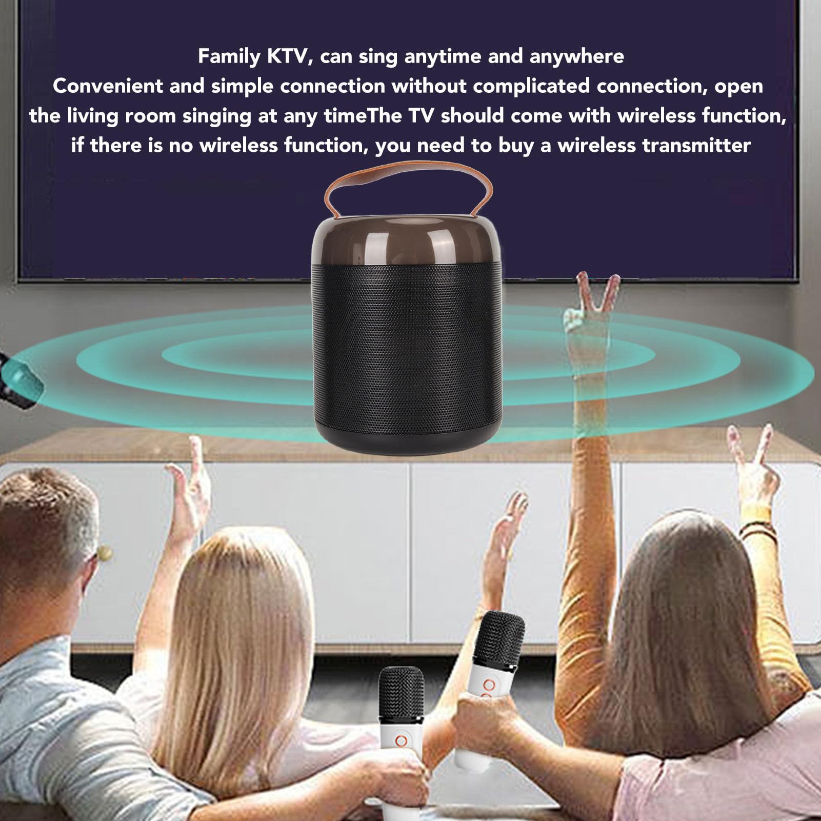 Karaoke Speakers RGB Light Bluetooth5.3 Speaker with 2 Microphones Portable Karaoke Machine for Family Party (Black)