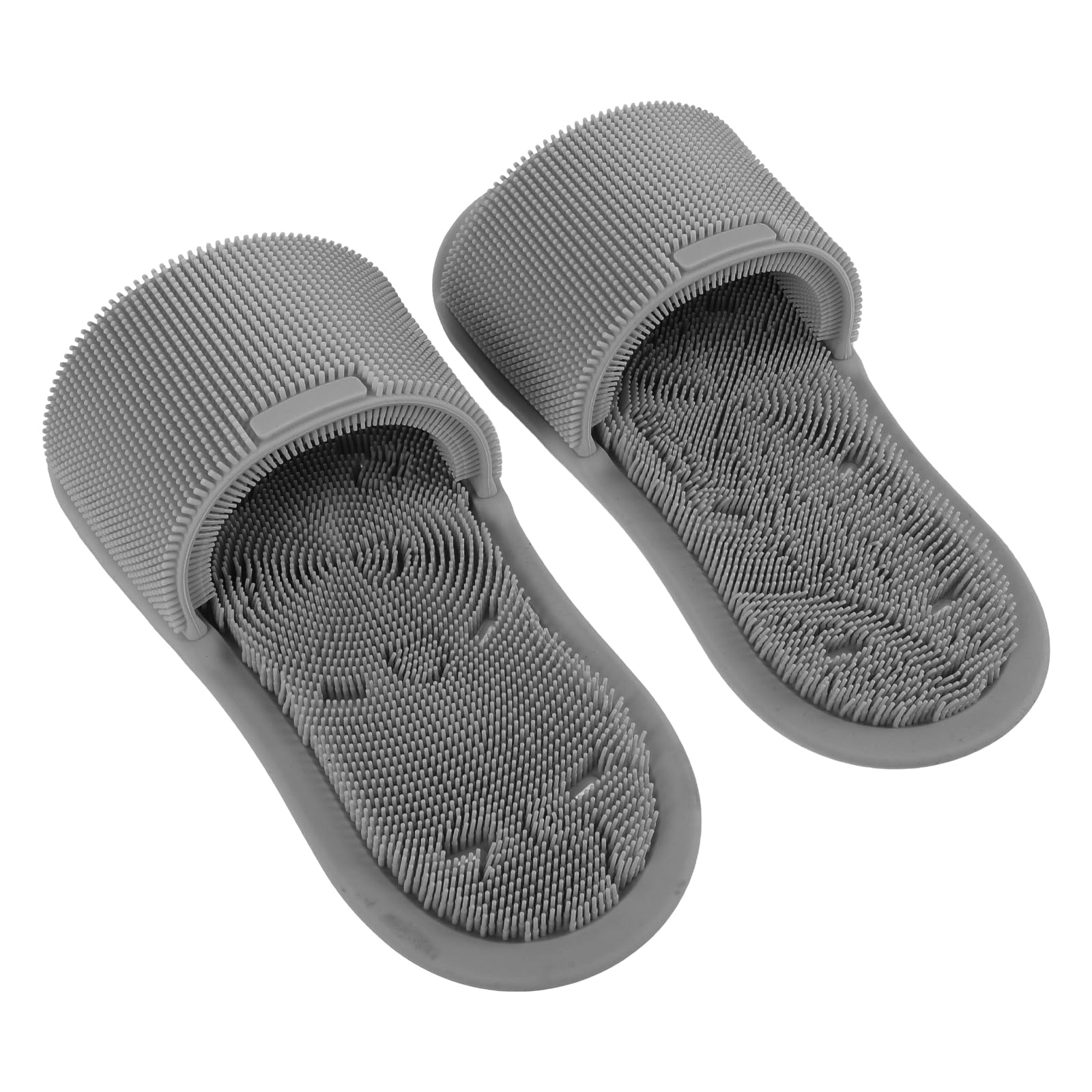 CALLARON Esponjas de Silicona Antideslizantes para Ducha 2 Unidades, Exfoliante y Masajeador de Pies Unisex Gris, Fregador de Pies para Baño y Hogar con Cerdas Densas para Limpieza
