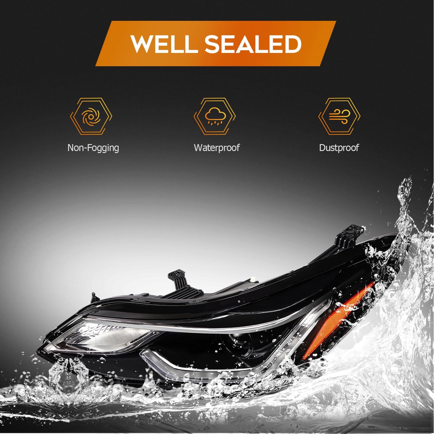 Headlight Assembly Fit 2016 2017 2018 2019 For Chevy Cruze 4Door Chrome Housing And Amber Reflector Driver Side 42680785 GM2502429