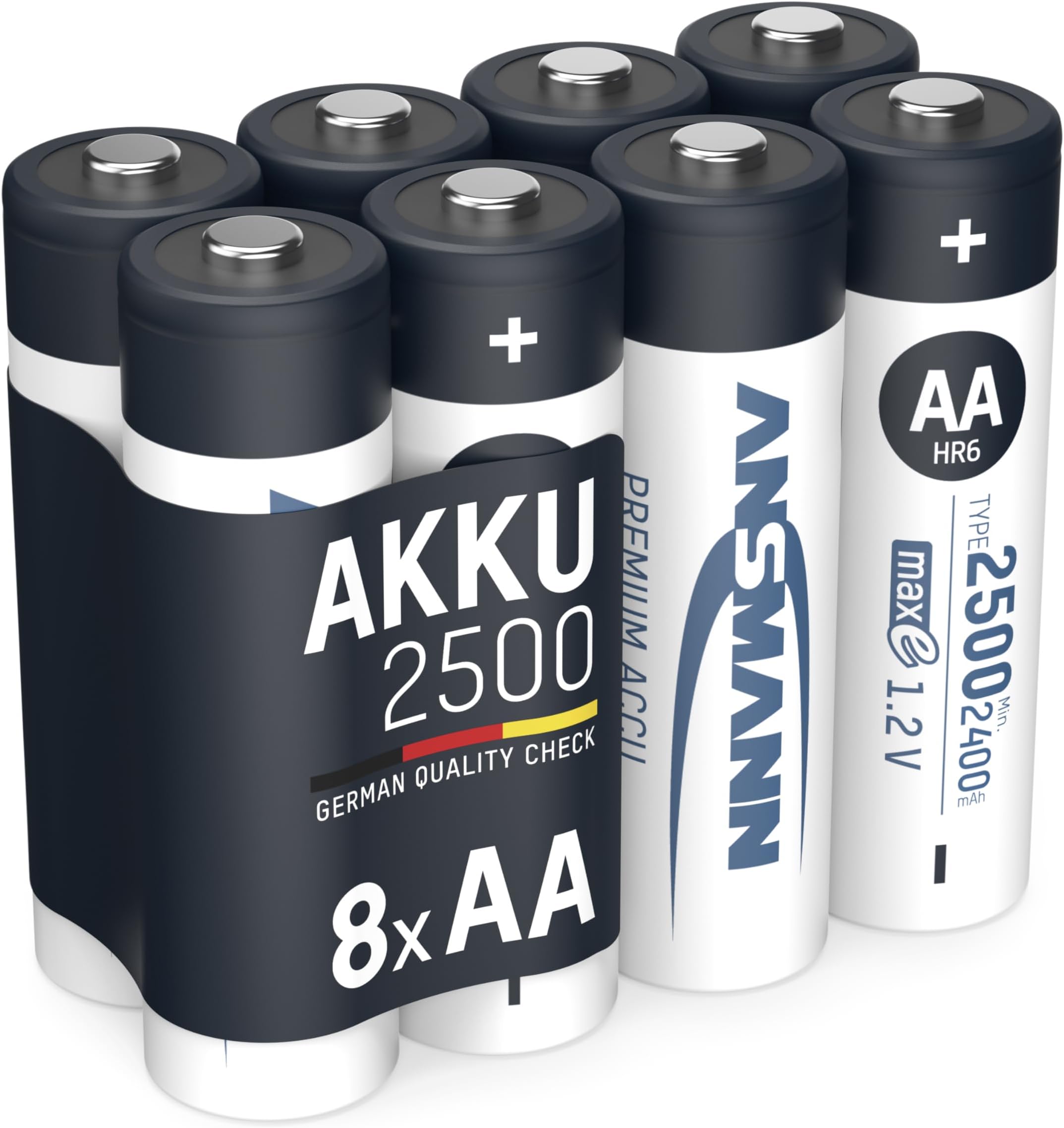 ANSMANN AA Rechargeable Batteries [Pack of 8] 2500 mAh NiMH High Capacity & Low Self Discharge AA Type Size Battery For Toys, Cameras, Flash Units, Cordless Phones, Remote Controls, Game Consoles