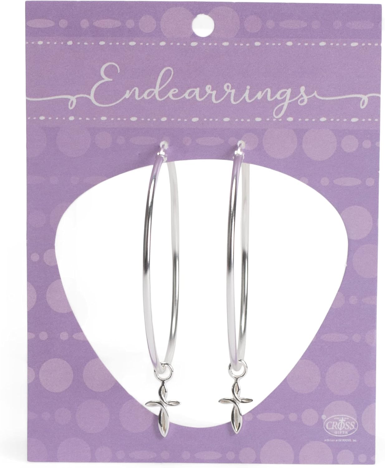 Dicksons Petal Cross Dangle Charm Women's One Size Silver Plated Everyday Hoop Earrings on Presentation Card