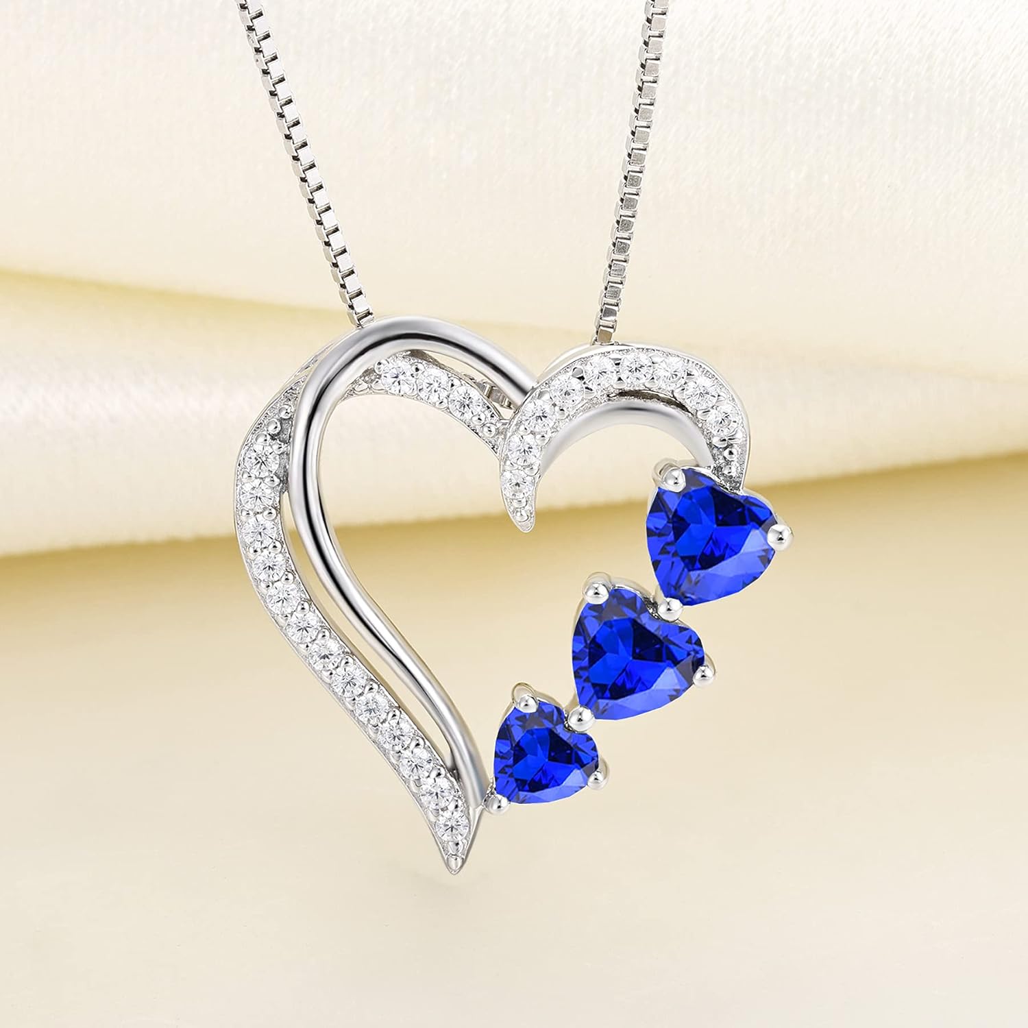 YL Heart Necklace 925 Sterling Silver Love Heart Pendant Gemstones Heart Jewelry for Women - Image 4