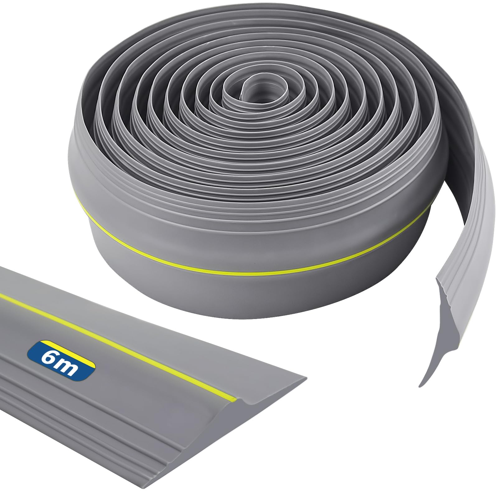 Garage Door Threshold Seal 6m Universal Garage Door Seal Rubber DIY Garage Door Seal Floor Seal Weatherproof (Grey)
