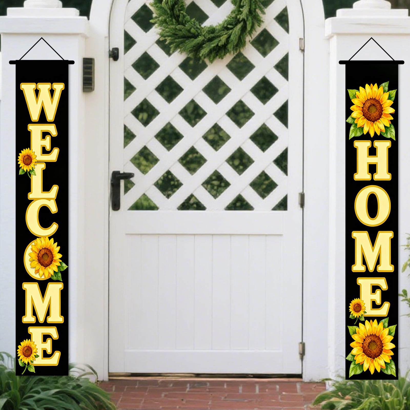 Nuxovilar Welcome Home Sunflower Porch Banners 12x70 Inches Polyester