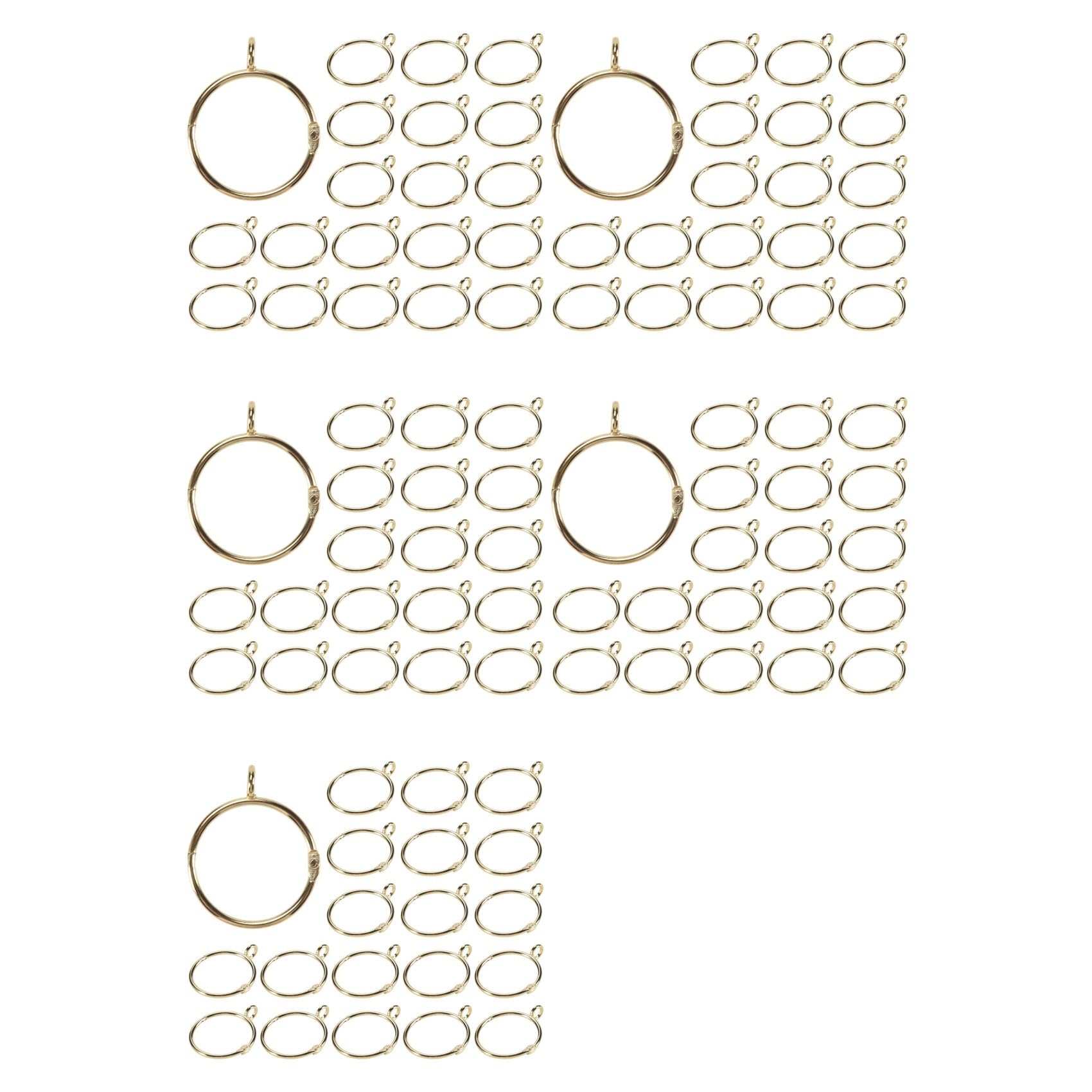 Hndhbfgrt 100 Pcs Openable Gold Curtain Rings Open and Close Metal Rustproof Drapery Loops with Eyelet for Hook Pins (1.5 Inch)