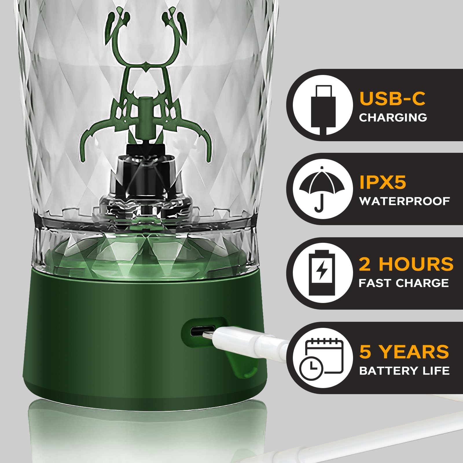Bouteille shaker électrique de protéines pour milkshakes et substituts de repas, sans BPA, tasse mélangeur portable avec rangement de suppléments, gobelet shaker rechargeable par USB pour milkshakes