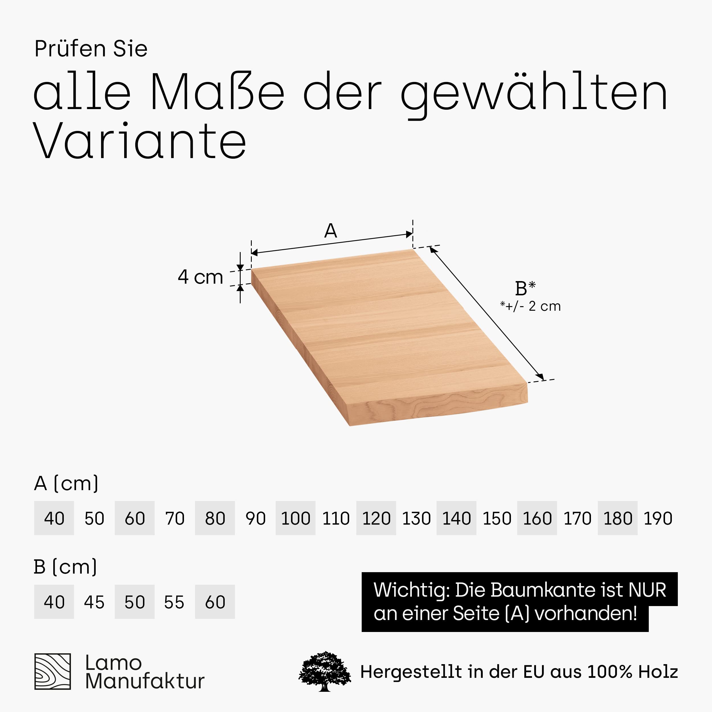 LAMO Manufaktur Piano Appoggio Bagno In Legno Frassino 40x50 Cm - Top Per Lavabo Senza Fissaggi - Foto 7