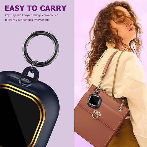 Miniatura 2 de R-fun Funda para Samsung Galaxy Buds FE (2023)Galaxy Buds 2 Pro 2022Galaxy Buds 2 2021Galaxy Buds Pro 2021 con llavero y kit de limpieza, color negro