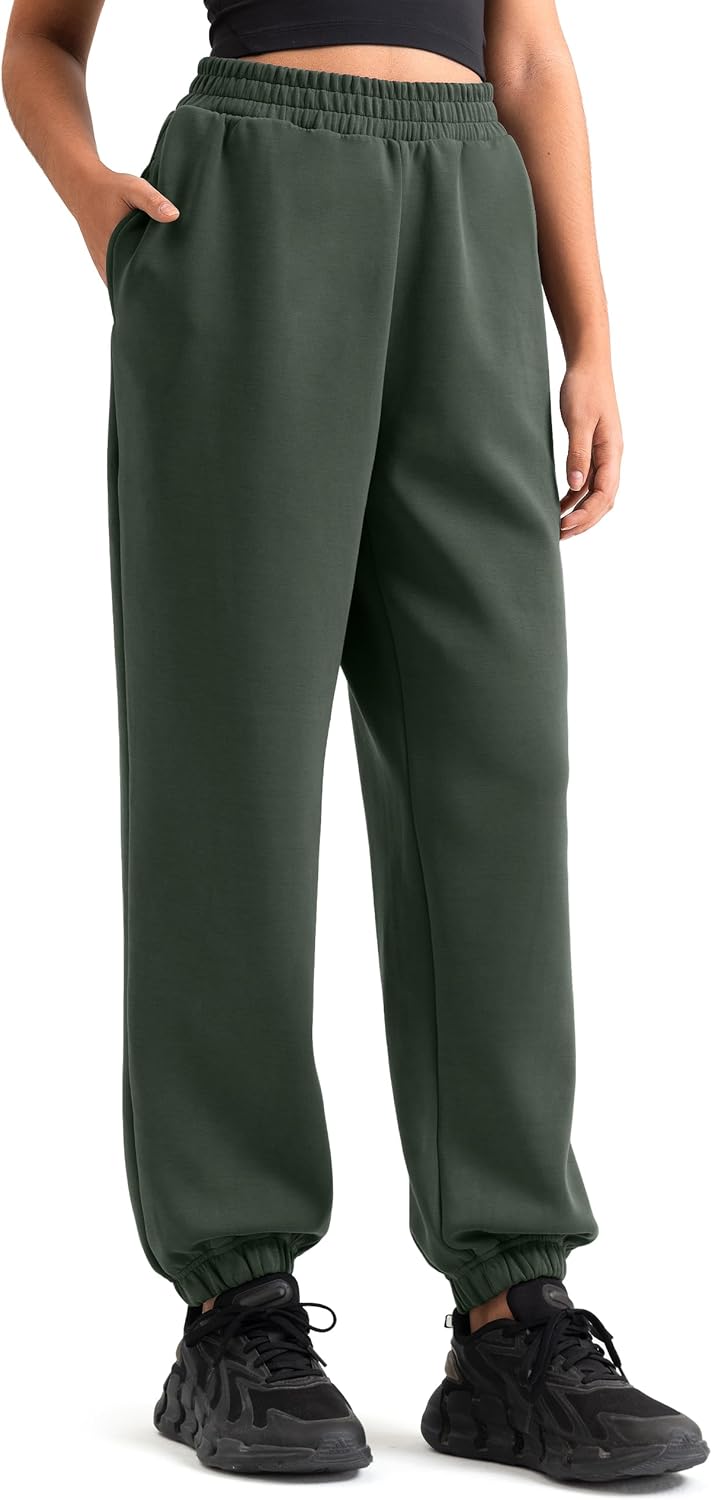 Colorfulkoala Velvra Modal Fleece Lined Joggers for Women - High Waisted Thermal Winter Sweatpants Pants with Pockets