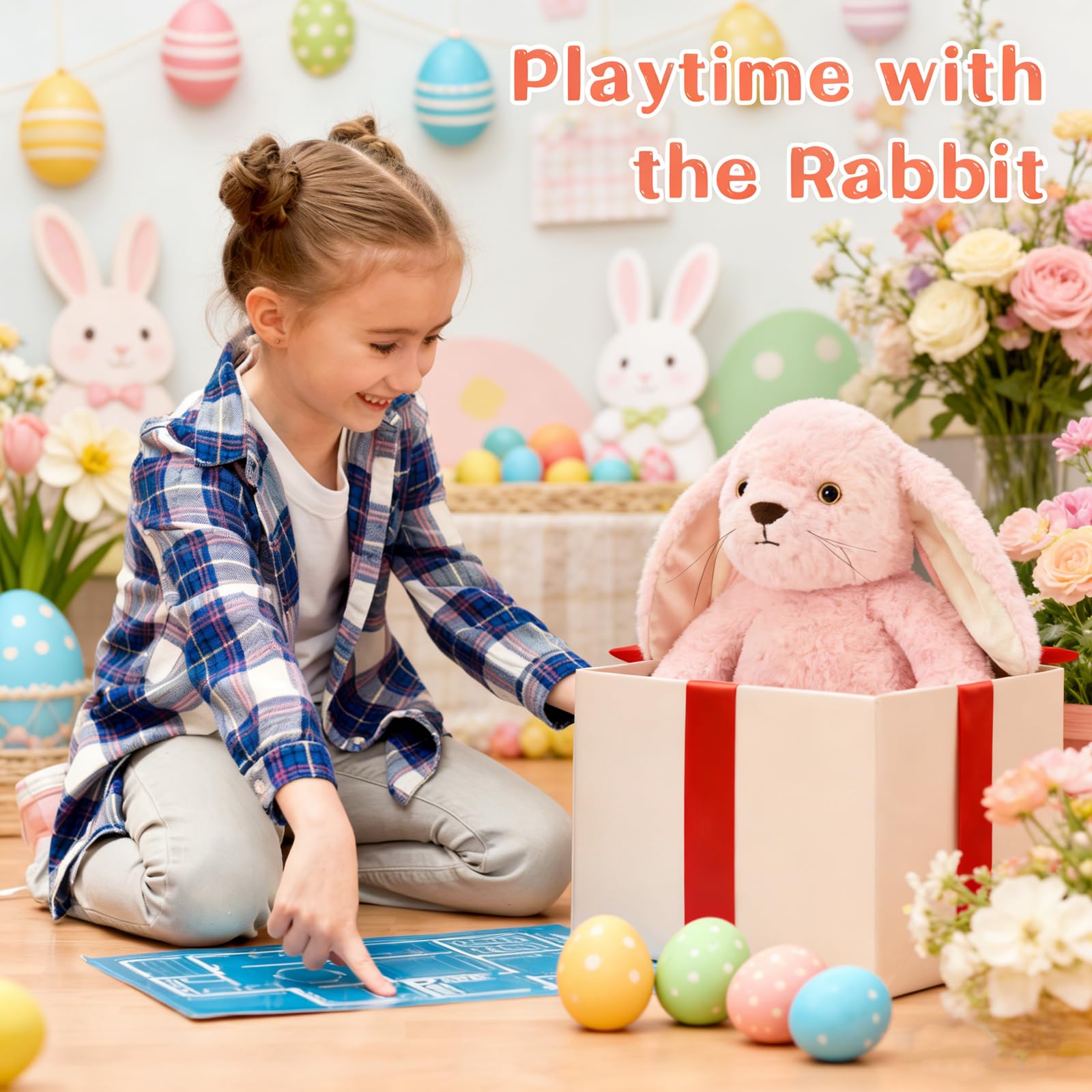 MorisMos 45cm Hase Kuscheltier XXL, groß hase plüschtier stofftier, Geburtstag Ostern Geschenk für Kinder Baby Mädchen als Ostern deko Puppe