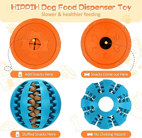 Miniatura 5 de HIPPIH Paquete de 2 rompecabezas para perros, juguetes interactivos para dispensar golosinas, juguetes duraderos para cachorros para dentición,