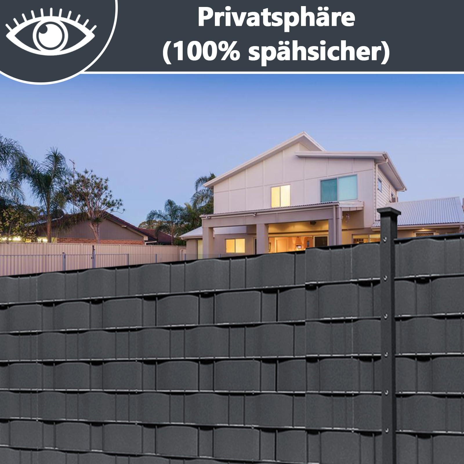 Sichtschutzstreifen für Doppelstabmatten, 210m x 19cm Wetterfester PVC Sichtschutz (450g/m²) inkl. 180 Clips. Ideal für Doppelstabmattenzaun, Garten & Balkon, Anthrazit