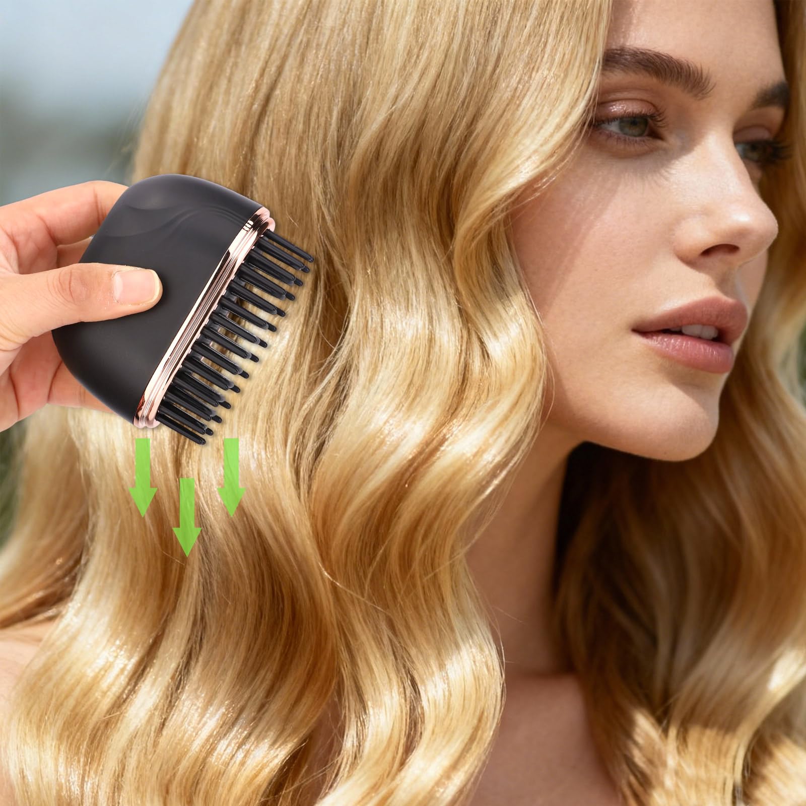 Mini Piastra per Capelli Senza Fili, Spazzola lo Styling 2 in 1 Portatile e Ricaricabile con Controllo Della Temperatura a 3 Velocità Guscio Antiscottatura per Tutti i Tipi di Capelli (Nero)
