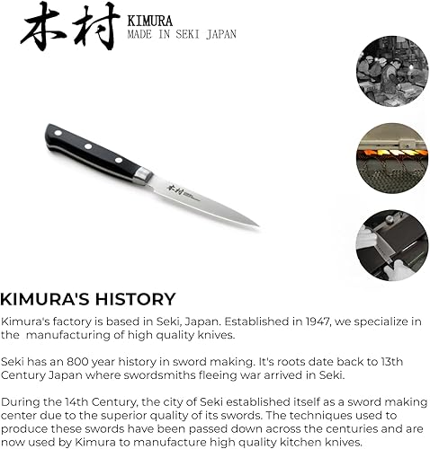 Vista 5 de Kimura Cuchillo de pelar, [fabricado en Japón], cuchillo de chef profesional de 3.5 pulgadas, cuchillos de cocina de acero inoxidable de molibdeno