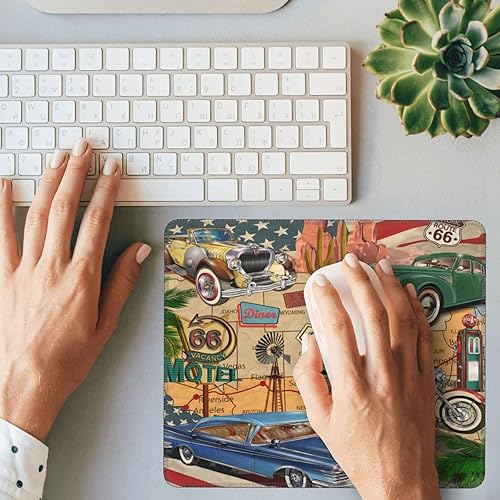 Miniatura 6 de Alfombrilla para mouse con temática de auto clásico americano vintage Route 66, antideslizante, para portátiles, oficina, computadora, mouse pad,