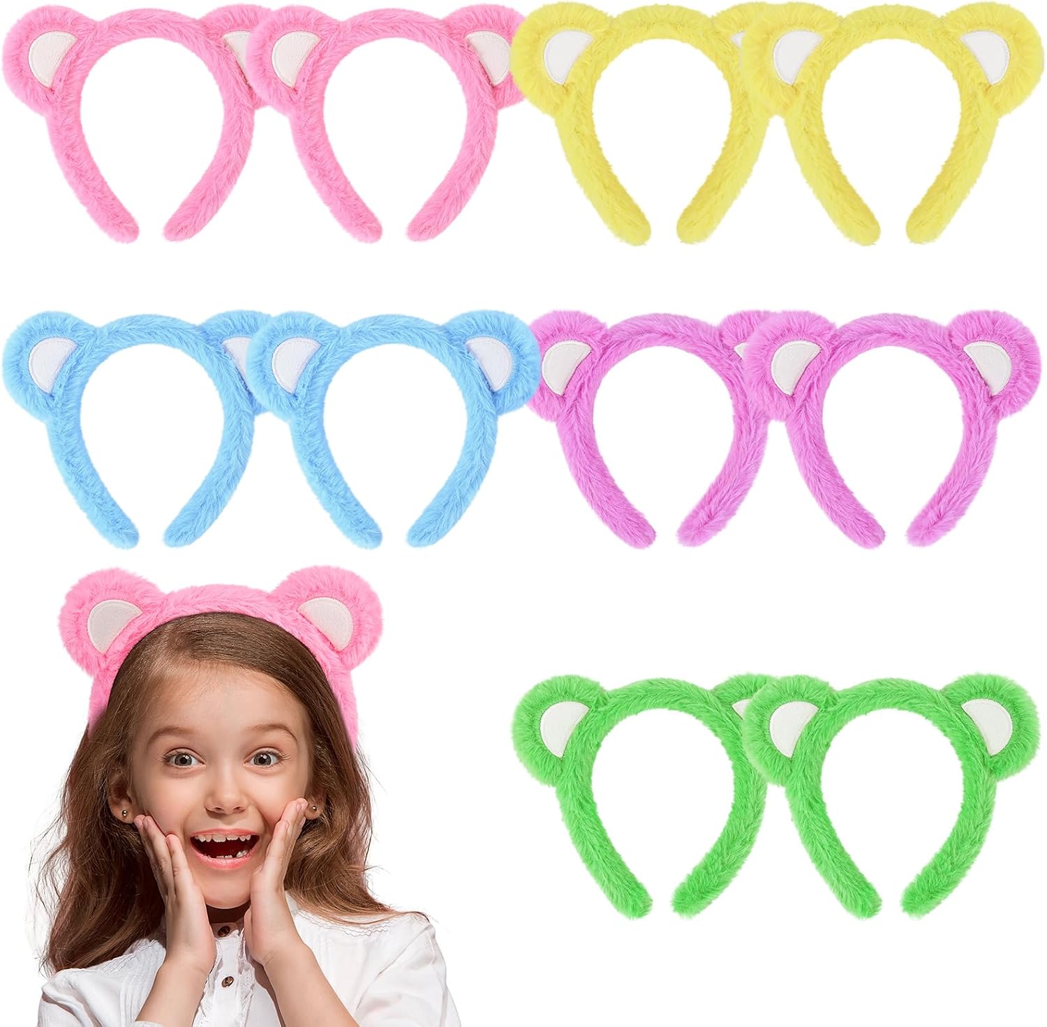 Plush Bear Ears Headband Cute Animal Ears for Makeup Cosplay and Parties