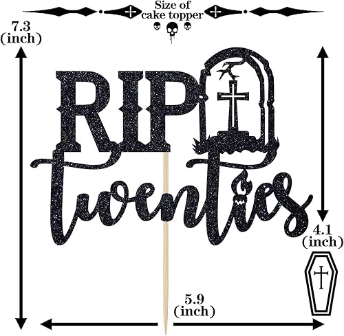 Miniatura 2 de Decoración negra para tartas de los años veinte, decoración para tartas de "Death to My Twenties", decoración de fiesta de cumpleaños de 30 años con