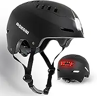 DKONI Capacete De Bicicleta Com Luzes Led, Capacetes Para Uso Diário, Ciclismo, Recarregável Por Usb, Luz Frontal E Traseira Adultos, Homens Mulheres (Grande, Preto)