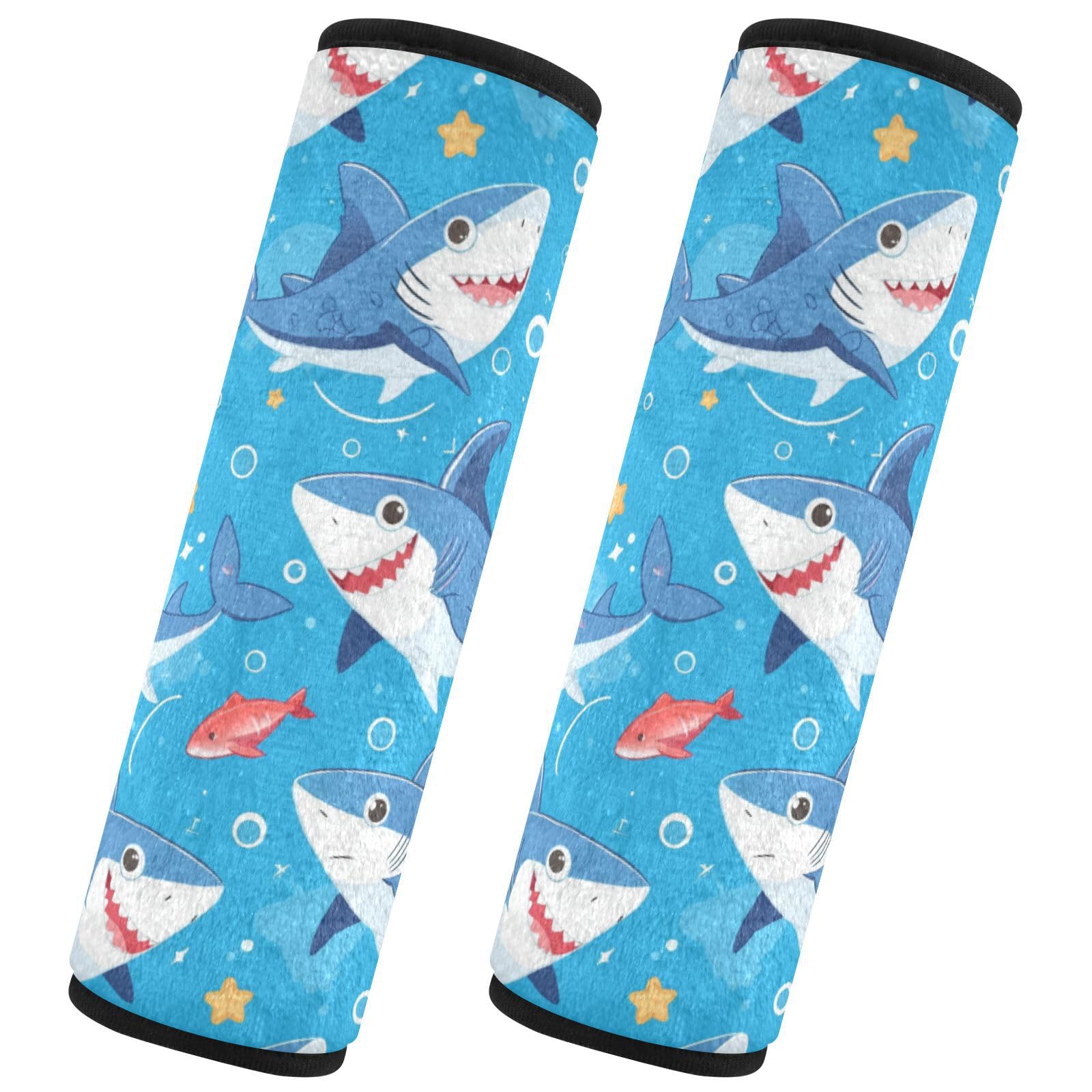 Seat Belt Covers 2 Pack Little Sharks Car Seat Strap Covers Super Soft Cute Car Seat Neck Cover for Boys Girls Adults Babies M