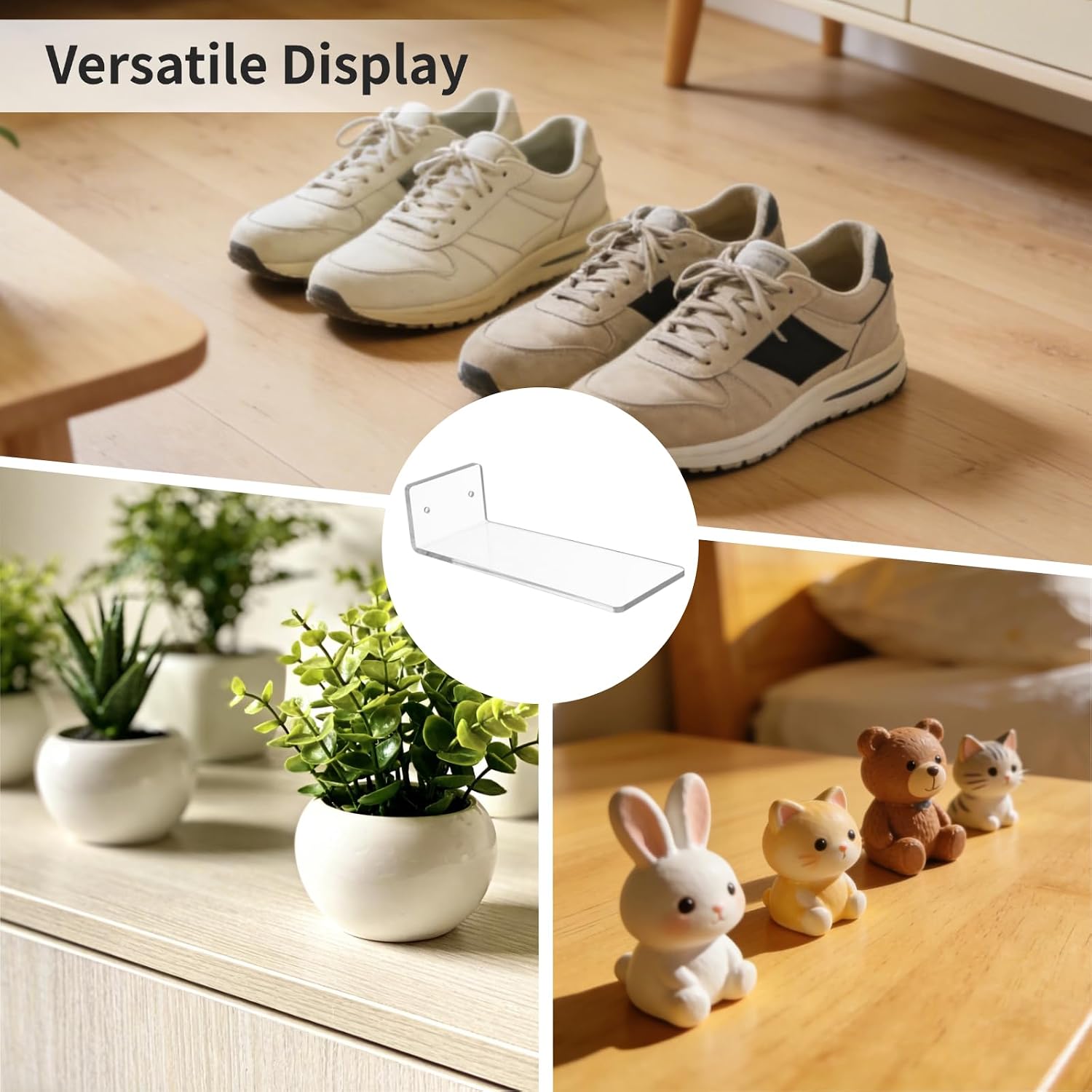 OMISTAR 6 Pcs Floating Shoe Shelves, Clear Shoe Display Shelves for Wall, Acrylic Wall Mount Sneaker Display Racks, Transparent Organizer Holders for Sneaker Collection
