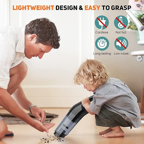 Miniatura 2 de GOXIFACA Aspiradora de mano inalámbrica de 8000 PA, aspiradora, succión fuerte, aspiradora de mano multiusos, filtración de 3 capas, aspiradora