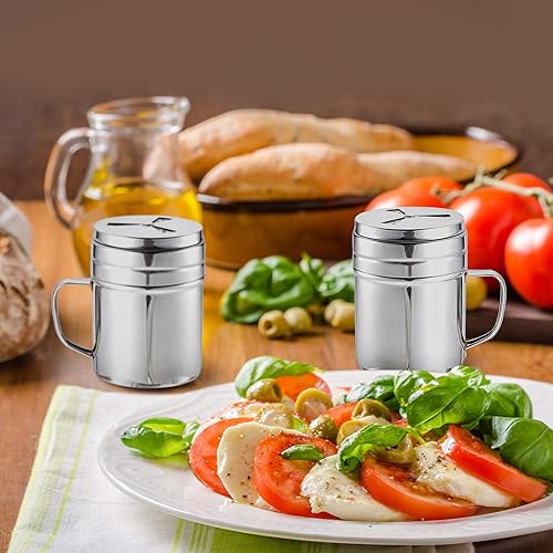 Miniatura 6 de Botella de condimentos con asa de acero inoxidable, 3 piezas, mezclador de especias versátil de metal con tapa giratoria para cocinar utensilios de