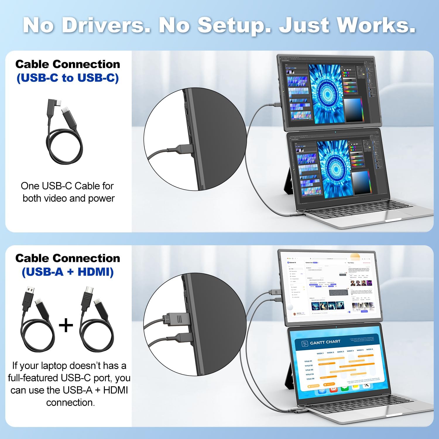 KEFEYA Monitor Portátil, 16.2″ FHD 1200P Extensión de Pantalla para Portátiles, Monitor con Soporte Magnético Giratorio 360°, Monitor Viaje Todos los Portátiles, Plug & Play Windows/Mac/Chrome/Xbox/PC 8
