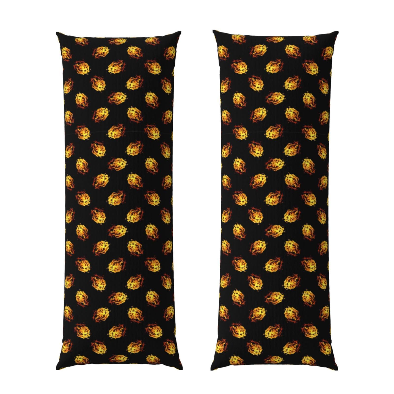 Body Pillow Cover 20x60 Burning Fire Flame On Black, Plush Flannel Long Pillowcase with Zipper, Soft Cozy Cushion Protector, Wrinkle Free for Bed Sofa Home