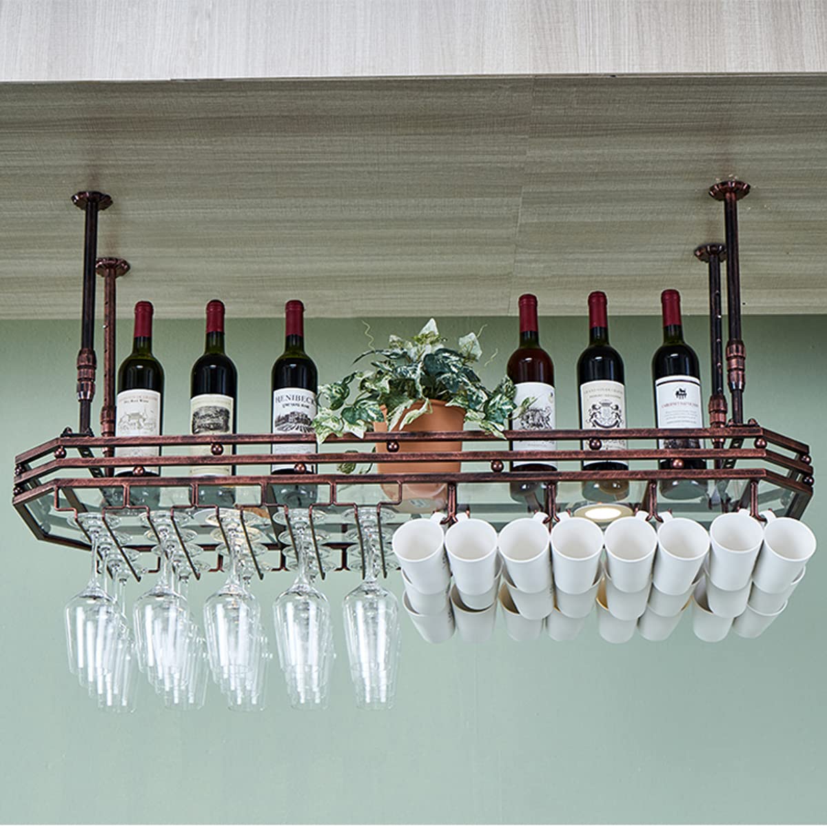 Amazon｜天井ワイングラスラック、吊り下げワイングラスラック