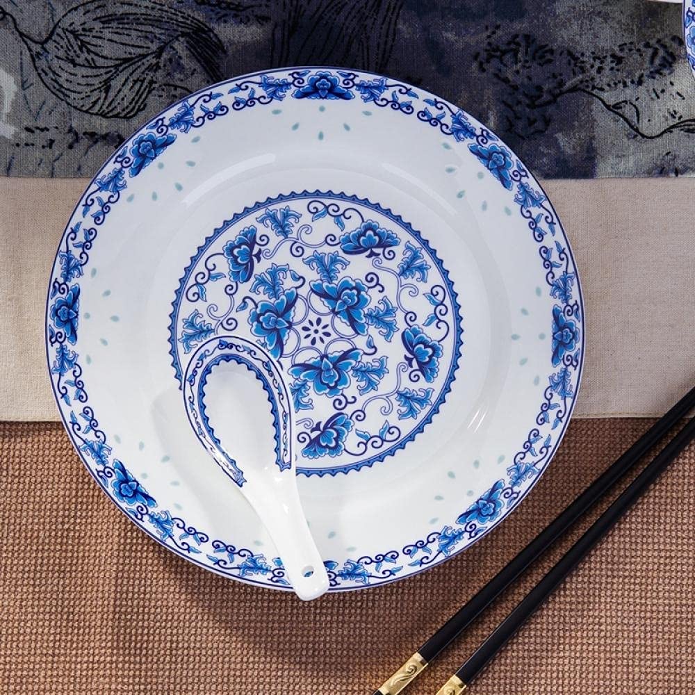 Amazon | 60 ピース石器食器セット,食器セット景徳鎮青と白の磁器