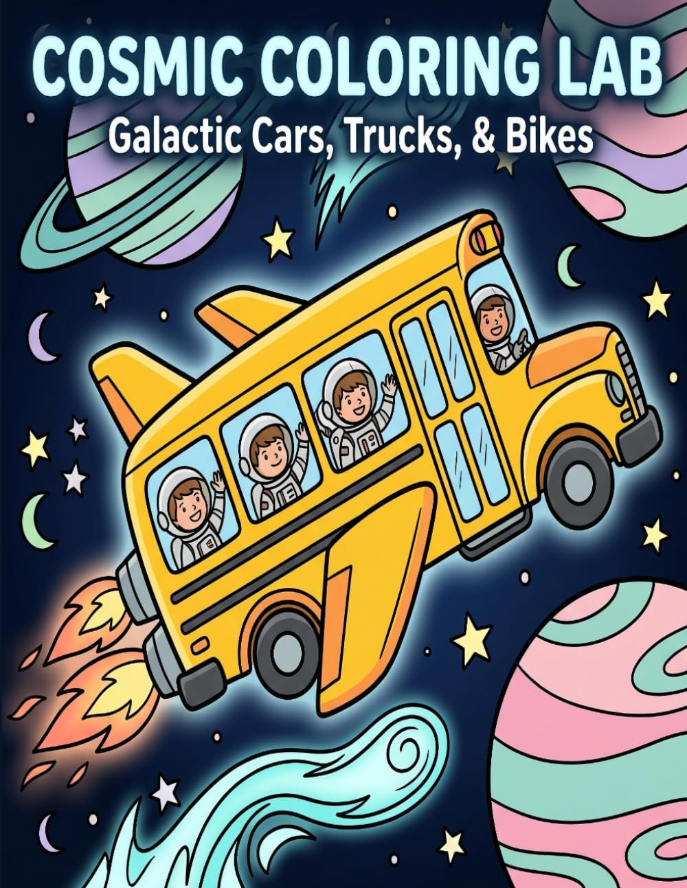 Cosmic Coloring Lab: Galactic Cars, Trucks & Bikes – 30 Fun Space Vehicles Coloring Book for Kids and Adults | Relaxing Sci-Fi Transportation Coloring ... Coloring Pages for Kids, Teens and Adults
