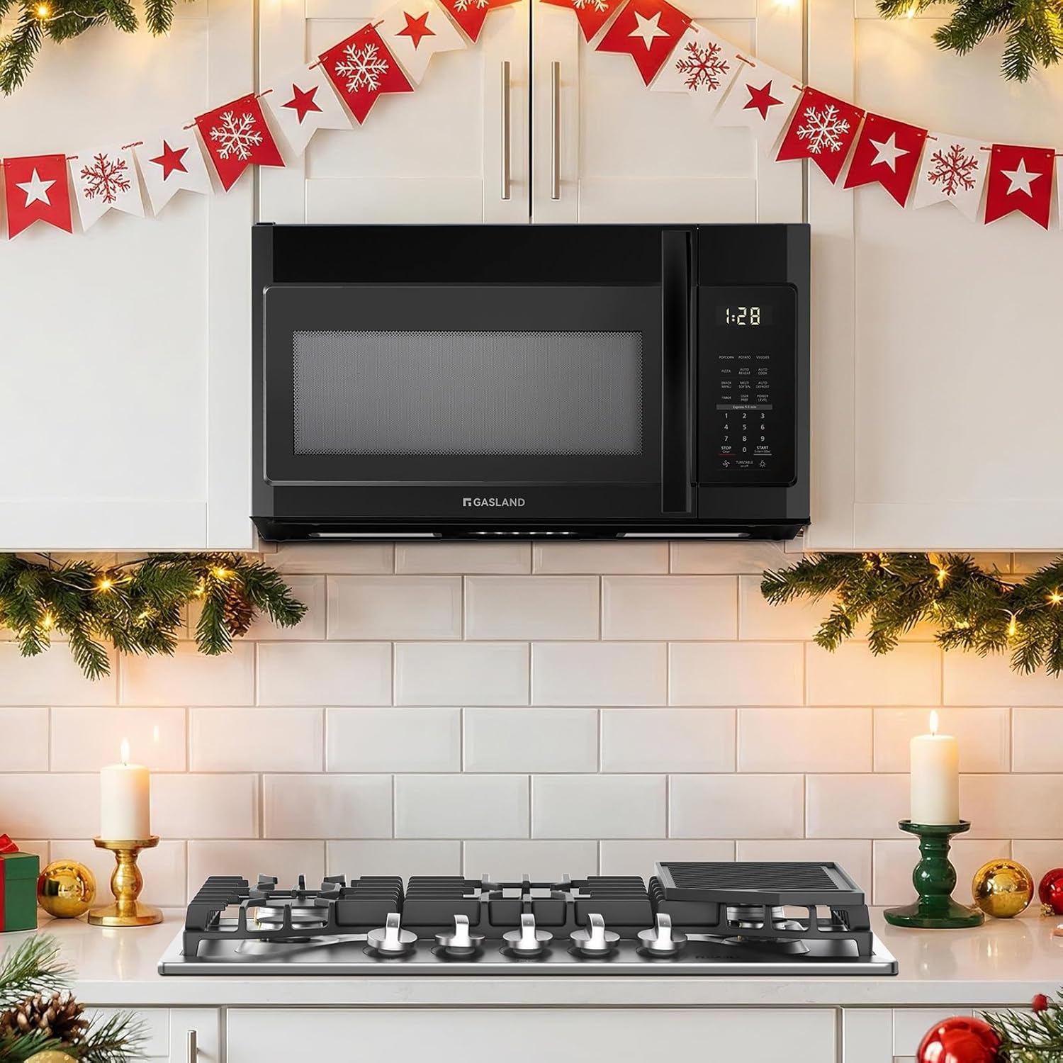 GASLAND Over the Stove Microwave 30 Inch, 1.9 Cu.ft. Over the Range Microwave with 11 Power Levels, One Touch Cooking, 400 CFM,1000W, LED, Turntable, Sensor Cook, Over Stove Microwave Oven, Black 1.9 Cu.Ft, Black