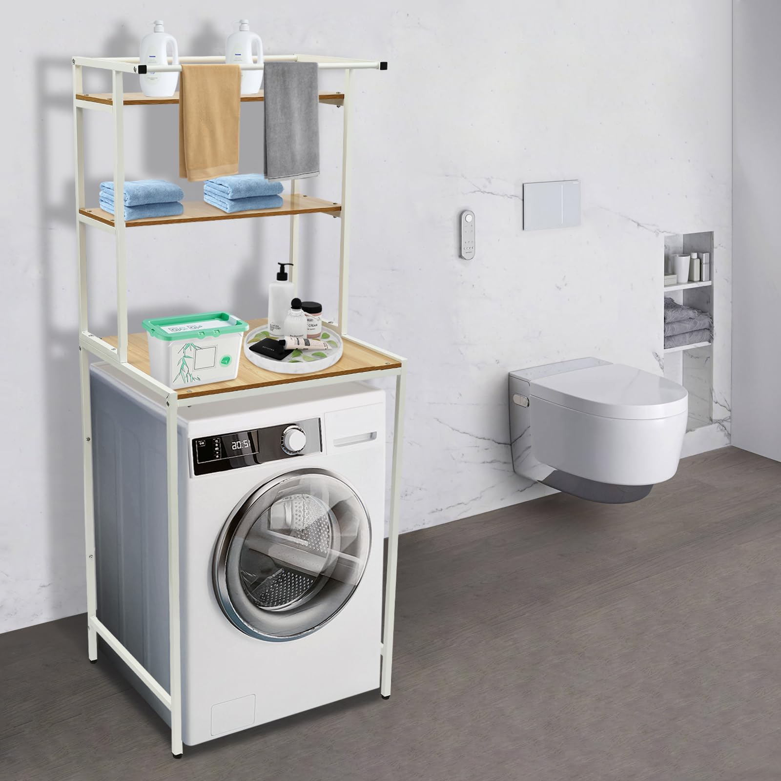 Waschmaschine und Trockner Aufbewahrungsregal, Standgestell Rack, Lagerregal, Platzsparende Organizer Rack, Modern Badezimmer Aufbewahrungsregal, Organizer, Waschmaschinenregal
