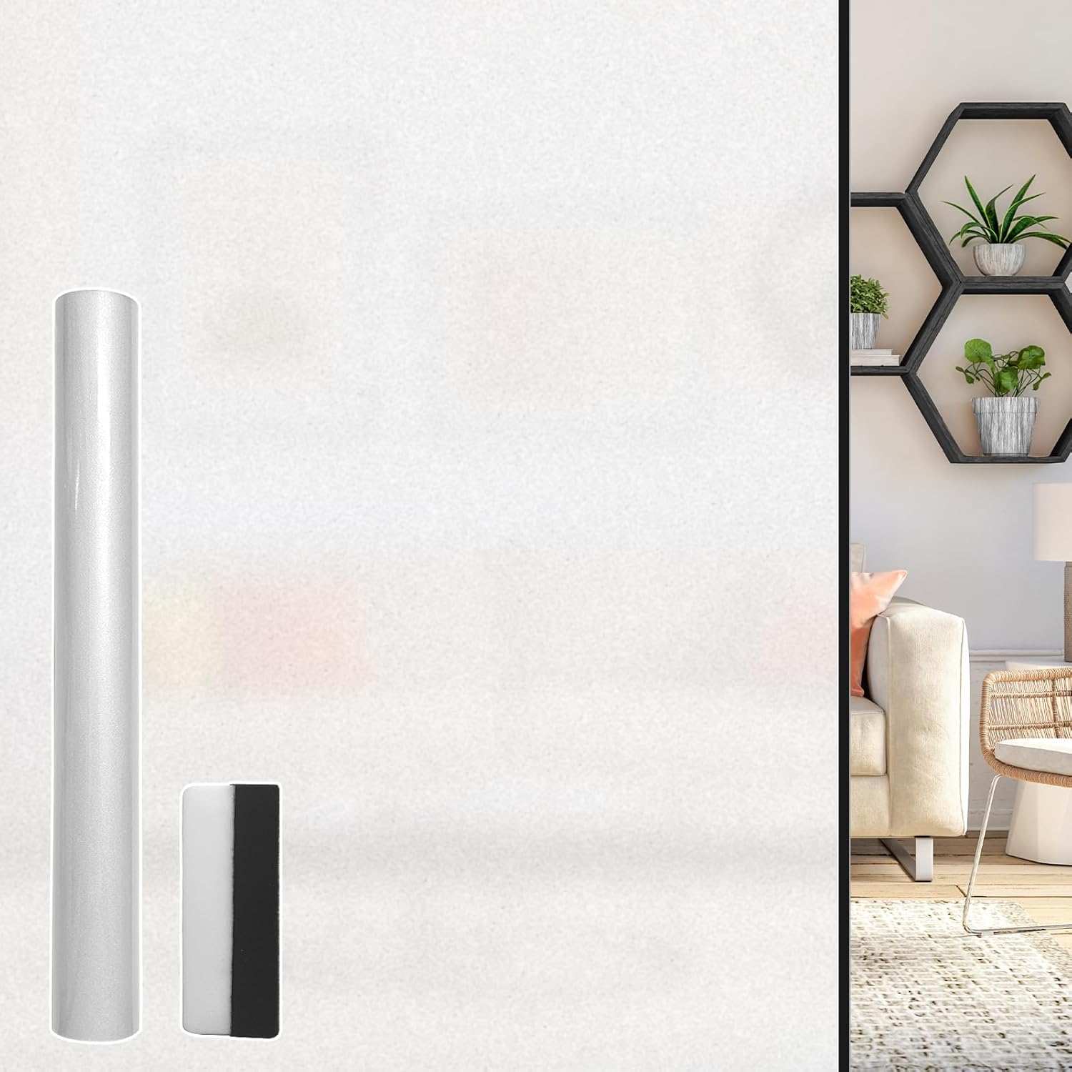 Frosted Glass Window Privacy Film – Heat Control Sun UV Blocking，Removable, Reusable, Opaque, Non Adhesive Static Cling Glass Stickers Door Coverings Decals for Bathroom Home Office