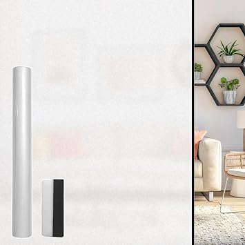 Frosted Glass Window Privacy Film - Heat Control Sun UV Blocking,Removable, Reusable, Opaque, Non Adhesive Static Cling Glass Stickers Door Coverings Decals for Bathroom Home Office