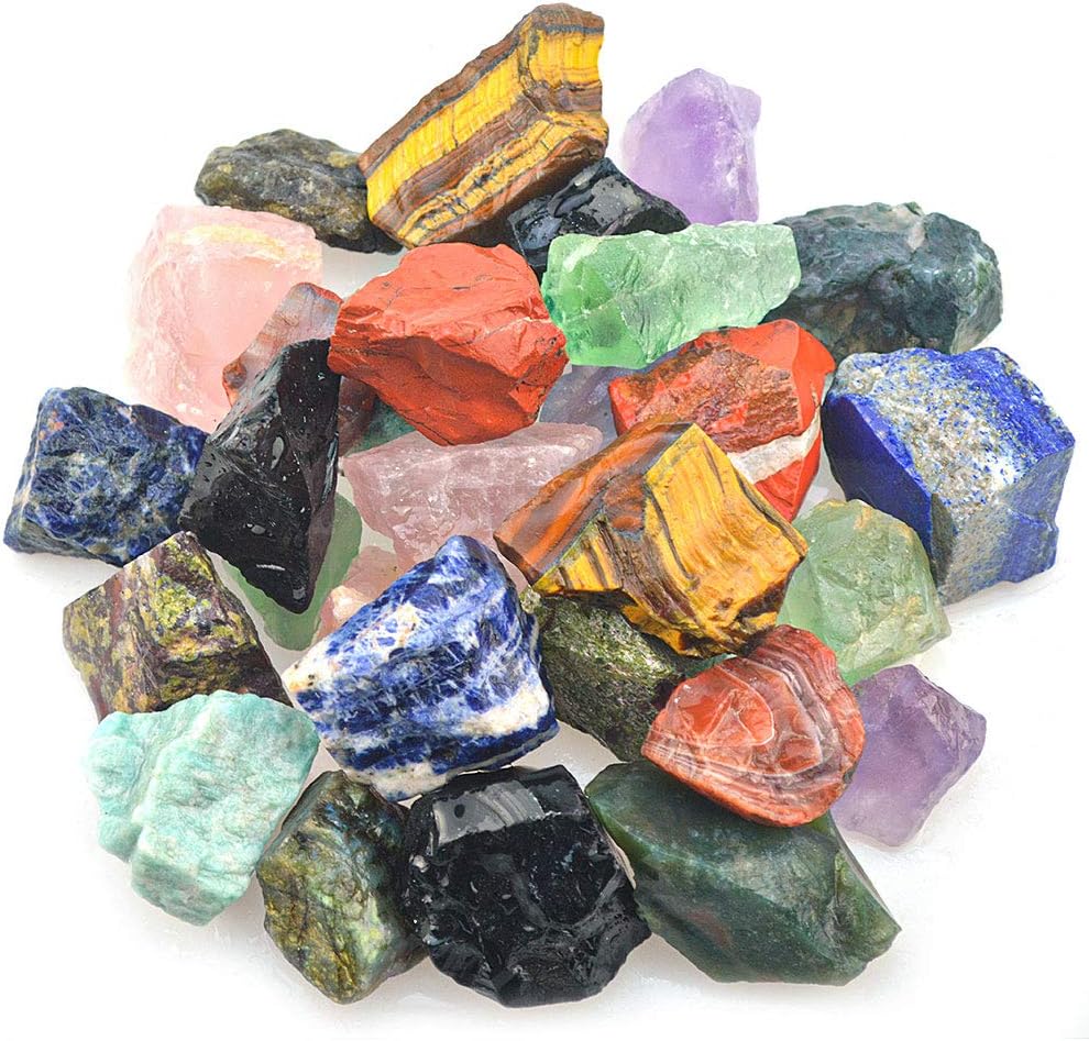 3 lbs Bulk Rough Madagascar Stones Mix - Large 1" Natural Raw Stones Crystal for Tumbling, Cabbing, Fountain Rocks, Decoration,Polishing, Wire Wrapping, Wicca & Reiki Crystal Healing